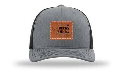 Camo and Bucks Leather Patch Richardson 112 Hat
