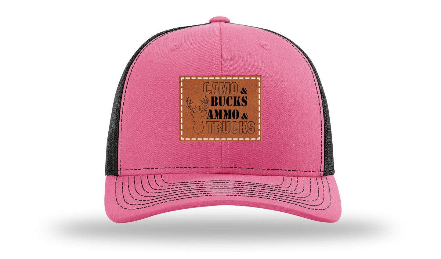 Camo and Bucks Leather Patch Richardson 112 Hat