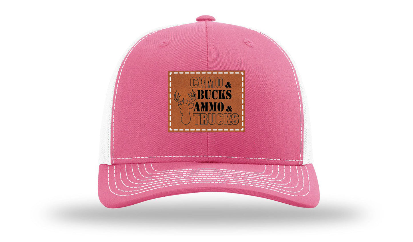Camo and Bucks Leather Patch Richardson 112 Hat