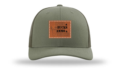 Camo and Bucks Leather Patch Richardson 112 Hat