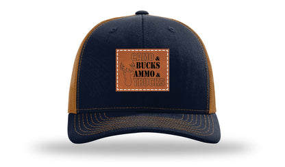 Camo and Bucks Leather Patch Richardson 112 Hat