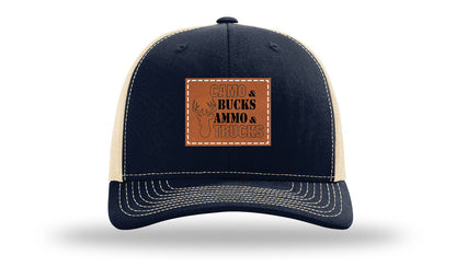 Camo and Bucks Leather Patch Richardson 112 Hat
