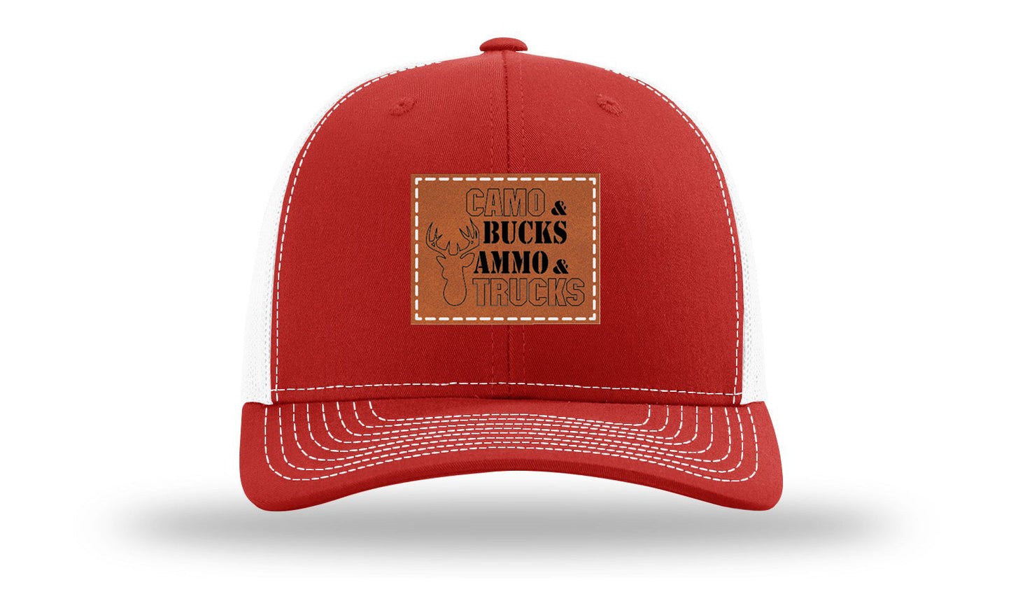 Camo and Bucks Leather Patch Richardson 112 Hat
