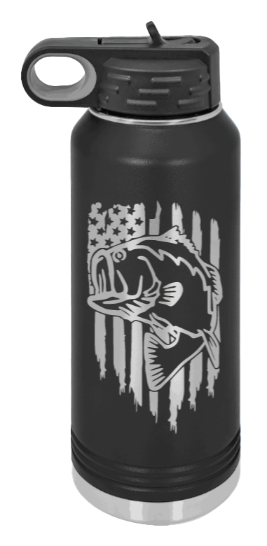 Bass Flag - 32oz Water Bottle- Black