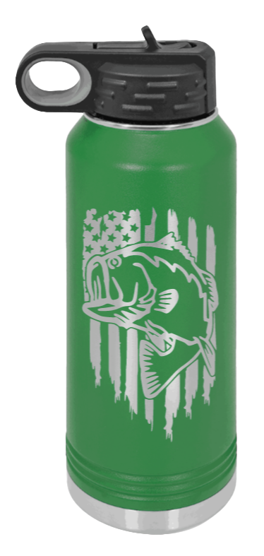 Bass Flag - 32oz Water Bottle- Green