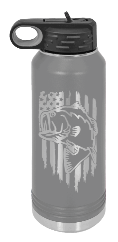 Bass Flag - 32oz Water Bottle- Dark Grey