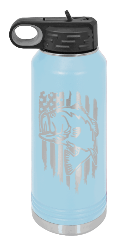 Bass Flag - 32oz Water Bottle- Light Blue