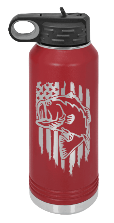 Bass Flag - 32oz Water Bottle- Maroon