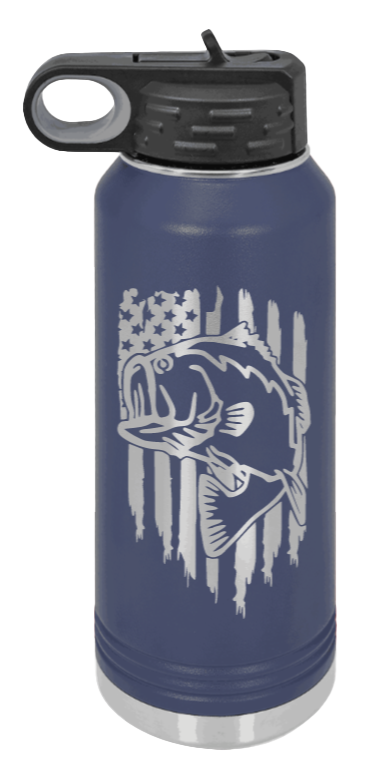 Bass Flag - 32oz Water Bottle- Navy