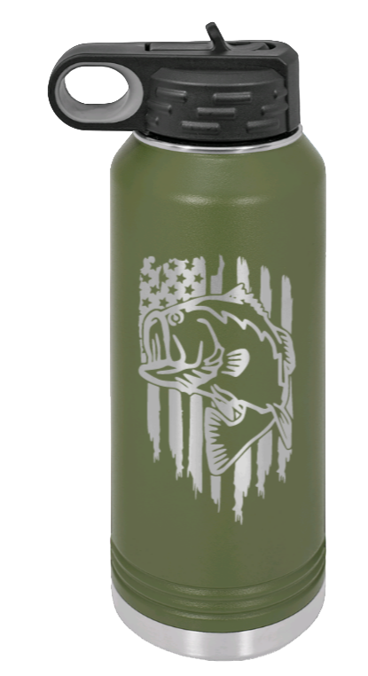 Bass Flag - 32oz Water Bottle- Olive