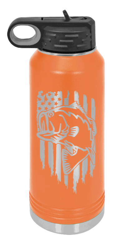 Bass Flag - 32oz Water Bottle- Orange