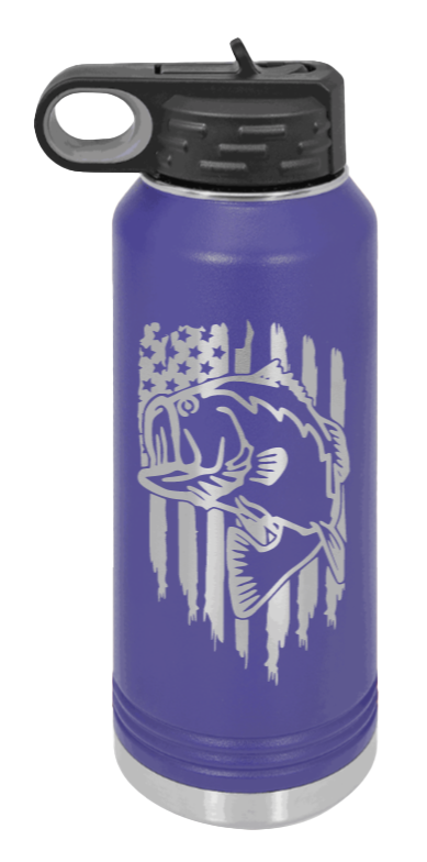 Bass Flag - 32oz Water Bottle- Purple