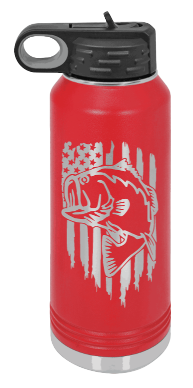 Bass Flag - 32oz Water Bottle- Red
