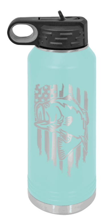 Bass Flag - 32oz Water Bottle- Teal