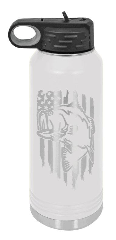 Bass Flag - 32oz Water Bottle- White