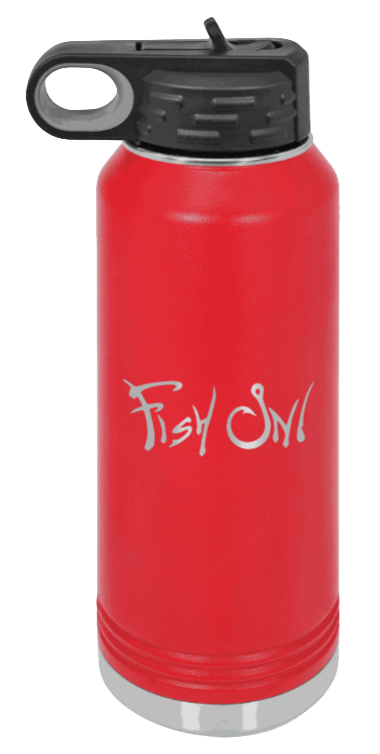 Fish On - 32oz Water Bottle- Red