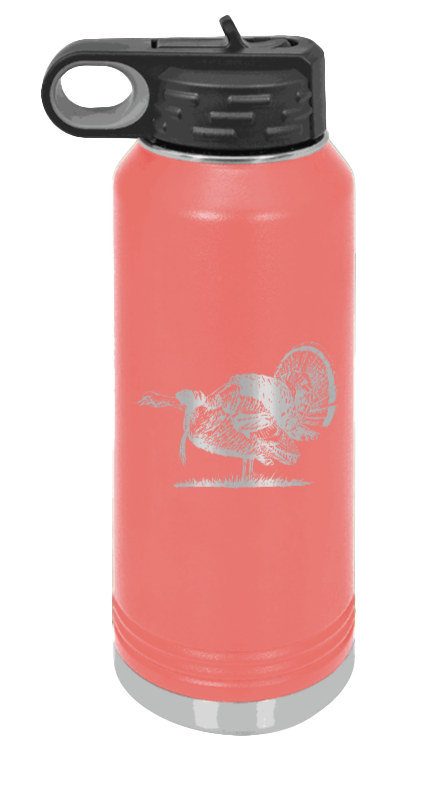 Turkey Gobble - 32oz Water Bottle- Coral