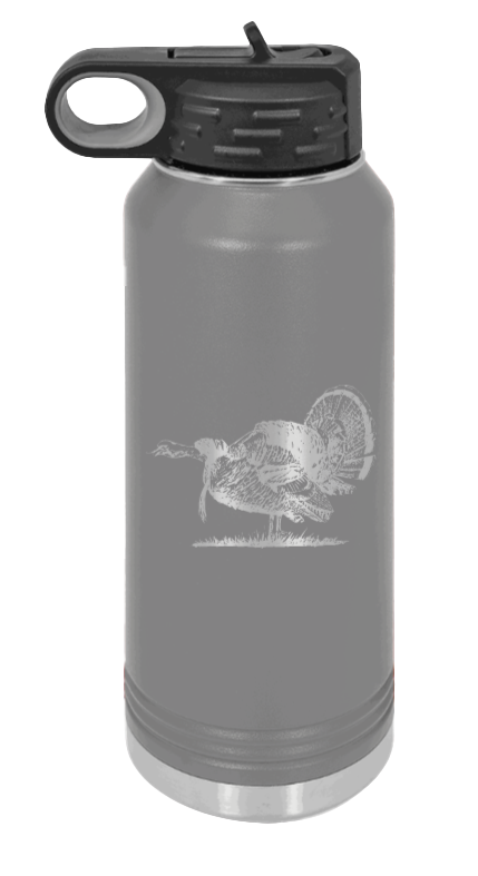 Turkey Gobble - 32oz Water Bottle- Dark Grey