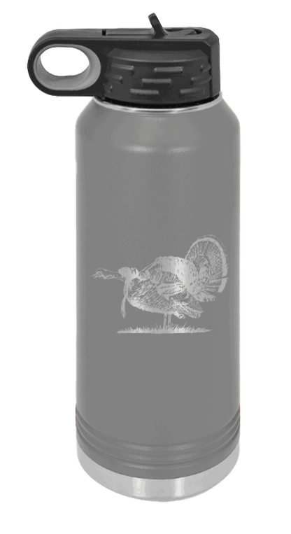 Turkey Gobble - 32oz Water Bottle- Dark Grey