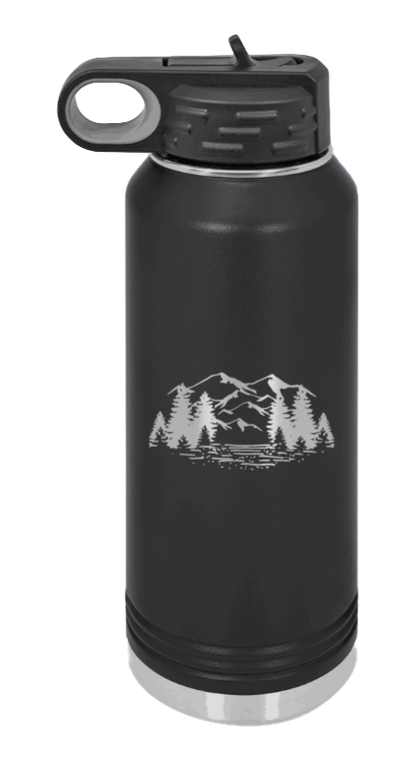 Mountains - 32oz Water Bottle- Black