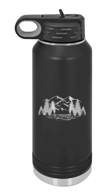 Mountains - 32oz Water Bottle- Black