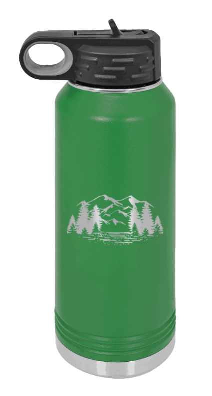 Mountains - 32oz Water Bottle- Green