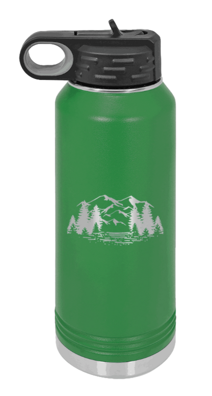 Mountains - 32oz Water Bottle- Green