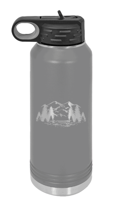 Mountains - 32oz Water Bottle- Dark Grey