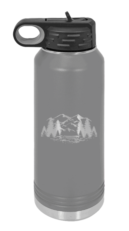 Mountains - 32oz Water Bottle- Dark Grey