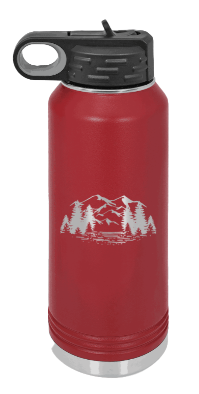 Mountains - 32oz Water Bottle- Maroon