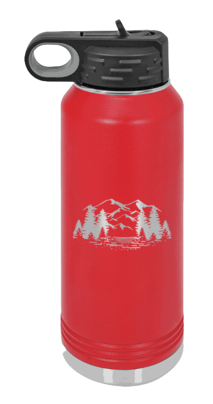 Mountains - 32oz Water Bottle- Red