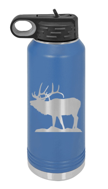 Elk Silhouette - 32oz Water Bottle- Royal Blue
