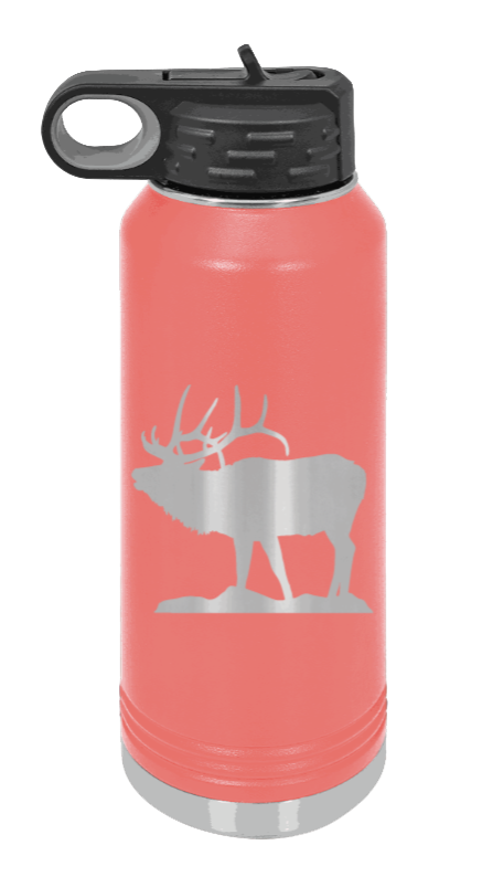 Elk Silhouette - 32oz Water Bottle- Coral