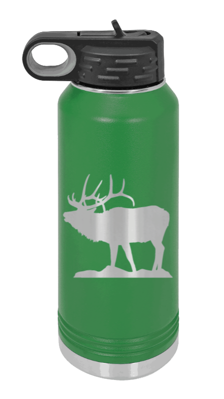 Elk Silhouette - 32oz Water Bottle- Green