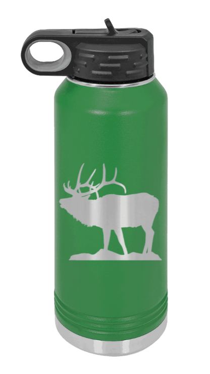 Elk Silhouette - 32oz Water Bottle- Green