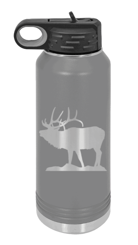 Elk Silhouette - 32oz Water Bottle- Dark Grey