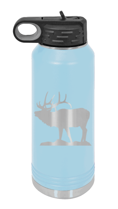 Elk Silhouette - 32oz Water Bottle- Light Blue