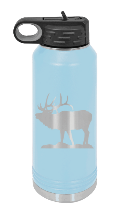 Elk Silhouette - 32oz Water Bottle- Light Blue