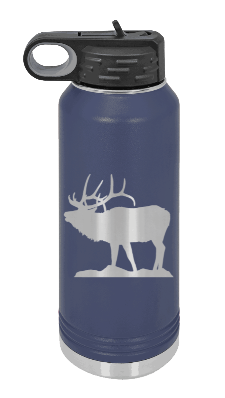 Elk Silhouette - 32oz Water Bottle- Navy