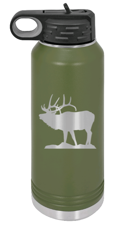 Elk Silhouette - 32oz Water Bottle- Olive