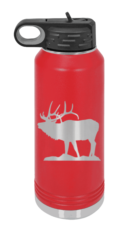 Elk Silhouette - 32oz Water Bottle- Red