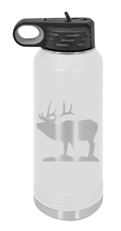 Elk Silhouette - 32oz Water Bottle- White