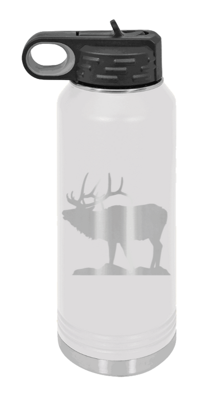 Elk Silhouette - 32oz Water Bottle- White