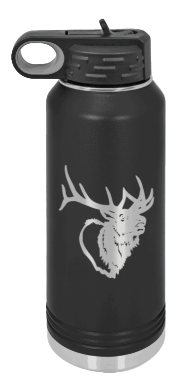 Elk Head - 32oz Water Bottle- Black
