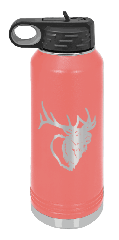 Elk Head - 32oz Water Bottle- Coral