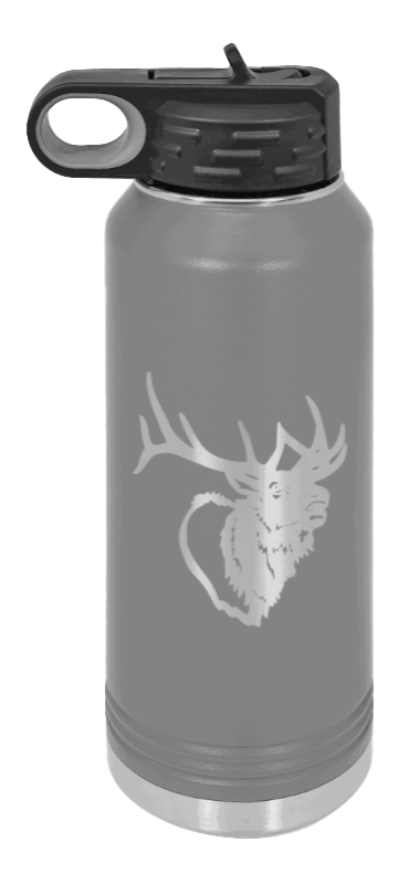 Elk Head - 32oz Water Bottle- Dark Grey