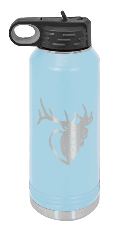 Elk Head - 32oz Water Bottle- Light Blue