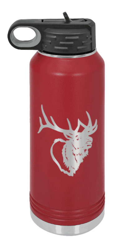 Elk Head - 32oz Water Bottle- Maroon