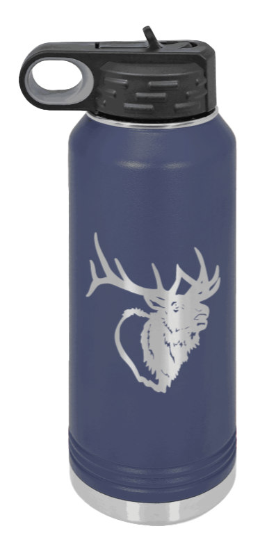 Elk Head - 32oz Water Bottle- Navy