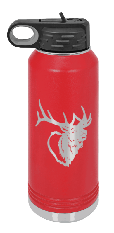 Elk Head - 32oz Water Bottle- Red